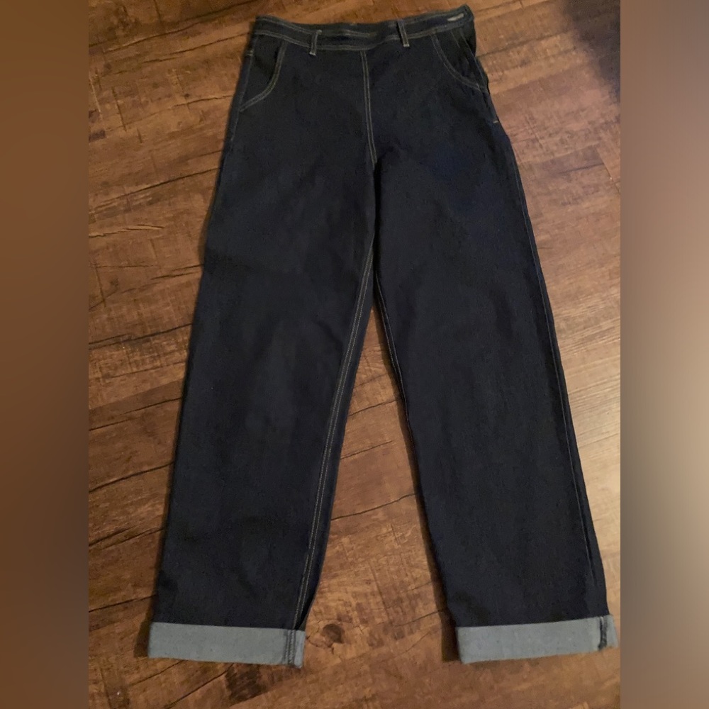 Collectif Size Small High Waist Cuffed Pinup Jeans, Side Zip, EUC